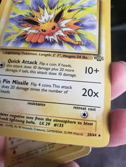 1999 Pokemon TCG Jolteon Wizard 20/64 Rare Regular - Image 2