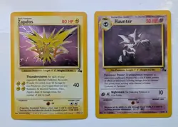 Zapdos 15/62 & Haunter 6/62 - Pokemon Fossil Holo - NM - Clean Holo - Arita - Image 1