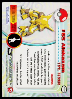 Alakazam #65 Pokemon TOPPS Series 1 TV Animation Black Label - Image 2