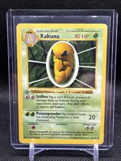Pokemon TCG Kakuna 33/102 1st Edition Base Set Shadowless Gray Stamp - Image 1