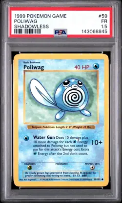 PSA 1.5 Poliwag Shadowless Base Set #59 1999 Pokemon WoTC FR Pop 2 - Image 1