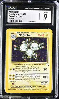Pokemon CGC 9 Magneton - Pokemon - Fossil - 1999 - Image 1