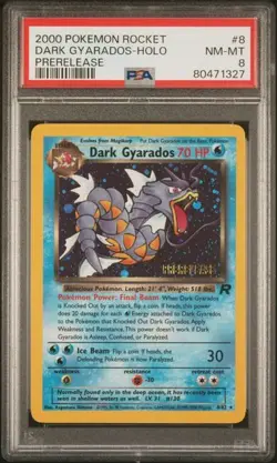 Pokemon PSA 8 2000 POKEMON ROCKET #8 DARK GYARADOS-HOLO PRERELEASE - Image 1
