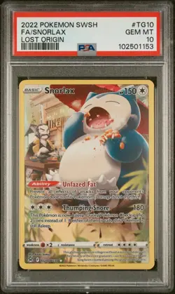 2022 POKEMON SWORD & SHIELD LOST ORIGIN #TG10 FULL ART/SNORLAX PSA 10 - Image 1