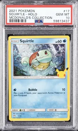 Pokemon Squirtle 017/025 McDonald's 25th Anniversary Promo Holo PSA 10 2021 - Image 1
