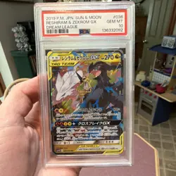 PSA 10 2019 Pokemon Japanese Reshiram & Zekrom GX 036/049 Dream League Holo - Image 1