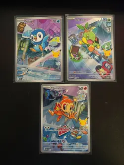Pokemon First Partner Illustration Collection - Turtwig Chimchar Piplup Set - Image 1
