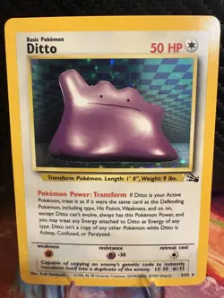Ditto Holo LP Fossil 3/62 Unlimited Pokemon WOTC Vintage - Image 1
