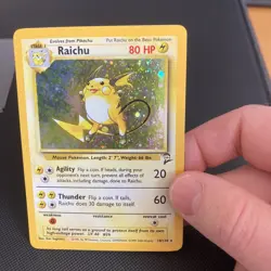 Pokemon TCG Raichu Base Set 2 Holo Unlimited Holo Rare Card 16/130 with Swirl - Image 1
