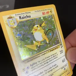 Pokemon TCG Raichu Base Set 2 Holo Unlimited Holo Rare Card 16/130 with Swirl - Image 5