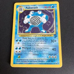 Poliwrath Base Set 2 Holo Unlimited Rare Pokemon TCG Card 15/130 with swirl - Image 2