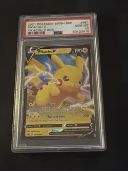 Pokemon TCG 2021 Pikachu V SWSH061 Holo Promo Card PSA 10 - Image 1