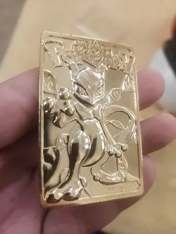 Pokemon Mewtwo Burger King 23K Gold Plated Trading Card and Pokeball 1999 - Image 2