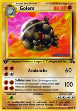Moderately Played Golem - 36/62 - Uncommon - 1st Edition Pokemon Fossil - Image 1