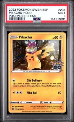 2022 Pokemon Go Pikachu SWSH234 HOLO Black Star Promo PSA 9 Gift Delivery - Image 1
