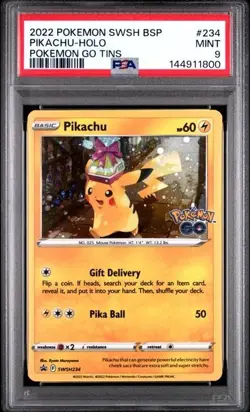 2022 Pokemon Go Pikachu SWSH234 HOLO Black Star Promo PSA 9 Gift Delivery - Image 1