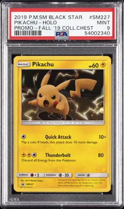 2019 POKEMON SM BLACK STAR PROMO FALL 2019 COLLECTOR CHEST PIKACHU-HOLO PSA 9 - Image 1