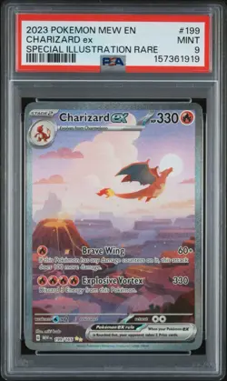 2023 POKEMON MEW EN-151 SPECIAL ILLUSTRATION RARE #199 CHARIZARD EX PSA 9 - Image 1
