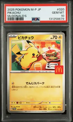 2025 POKEMON JAPANESE M-P PROMO MCDONALD'S #020 PIKACHU PSA 10 - Image 1