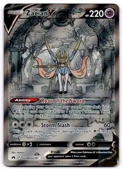 Zacian V GG48/GG70 Holo V Rare Crown Zenith Galarian Gallery Pokemon Near Mint - Image 1