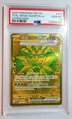 PSA 10 POKEMON PRE EN-PRISMATIC EVOLUTIONS HYPER RARE TEAL MASK OGERPON EX 2025 - Image 1