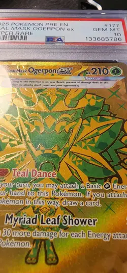 PSA 10 POKEMON PRE EN-PRISMATIC EVOLUTIONS HYPER RARE TEAL MASK OGERPON EX 2025 - Image 3