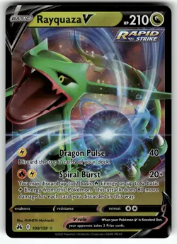 Rayquaza V 100/159 Holo V Rare Crown Zenith Pokemon Near Mint - Image 1