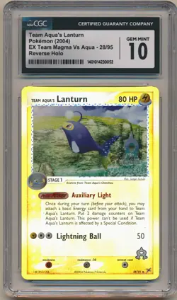 2004 Pokemon EX Team Magma Vs Aqua Lanturn #28/95 Reverse Holo CGC 10 Gem Mint - Image 1