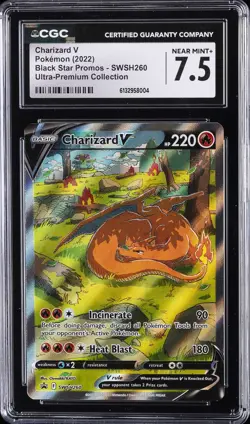 2022 POKEMON SWSH BLACK STAR PROMO #260 FULL ART/CHARIZARD V CGC 7.5 - Image 1