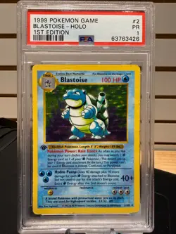 BLASTOISE 1999 POKEMON BASE SET 1ST EDITION RARE HOLO 2/102 PSA 1 - Image 1