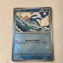 Pokemon TCG Reverse Holo Mantyke 039/182 Common Card Paradox Rift 2023 - Image 1