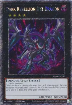 Yugioh! Dark Rebellion Xyz Dragon - RA04-EN237 - Platinum Secret Rare - 1st Edit - Image 1