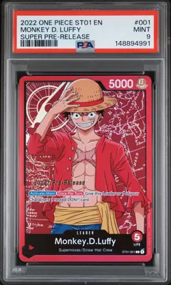 Monkey D Luffy - ST01-001 MINT PSA 9 - Super Pre-Release One Piece Starter Deck - Image 1