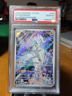 Pokemon 2025 Journey Together N's Reshiram Illustration Rare Card 167/159 PSA 10 - Image 2