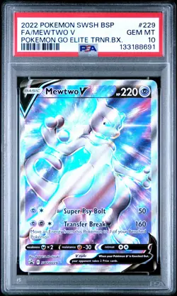 2022 POKEMON SWSH BLACK STAR PROMO #229 FULL ART/MEWTWO V PSA 10 - Image 1