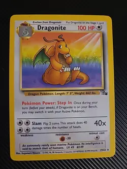 Dragonite - 19/62 - Pokemon Fossil Unlimited Rare Card WOTC Vintage NM/LP - Image 1
