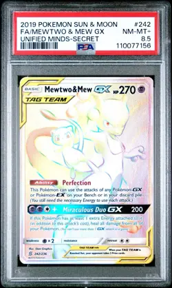 Pokemon Unified Minds Mewtwo & Mew GX Secret 242 PSA 8.5 - Image 1