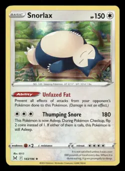 Snorlax 143/196 Holo Rare Lost Origin Pokemon NM/M - Image 1