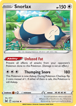 Snorlax 143/196 Holo Rare Lost Origin Pokemon NM/M - Image 4