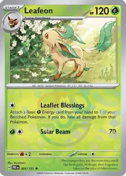 Leafeon (Master Ball Pattern) 005/131 Holo R Prismatic Evolutions NM/M Pokemon - Image 4