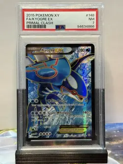 Kyogre EX 148/160 Primal Clash Full Art Pokemon Card PSA 7 NM 2015 - Image 1