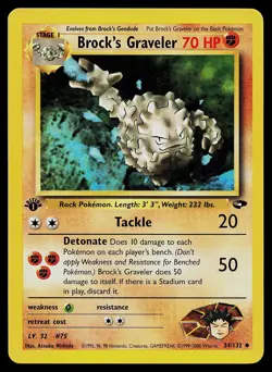Pokemon Card - Brock's Graveler Gym Challenge 34/132 1st Edition Uncommon - Image 1