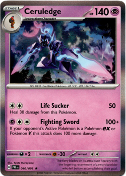 4x Pokemon TCG Ceruledge 040/091 Paldean Fates Holo Rare Playset - Image 1