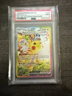 2024 Pokemon TCG Surging Sparks Pikachu ex 238/191 SIR Holo PSA 9 - Image 1