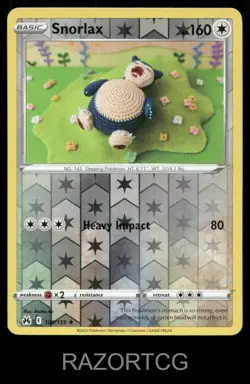 SNORLAX 109/159 R CROWN ZENITH POKEMON REVERSE HOLO NM/M - Image 1