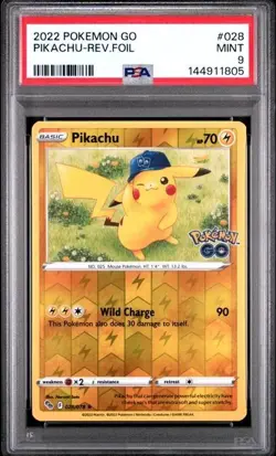 2022 Pokemon Go Pikachu Reverse Holo Foil #028 PSA 9 - Image 1