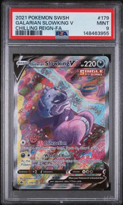 2021 POKEMON SWORD & SHIELD CHILLING REIGN FULL ART/GALARIAN SLOWKING V PSA 9 - Image 1