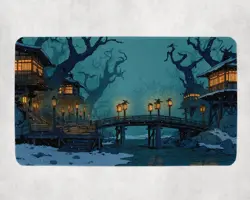 MTG Playmat | Snowy Japanese Swamp Themed Playmat | Unofficial MTG Playmat - Image 1