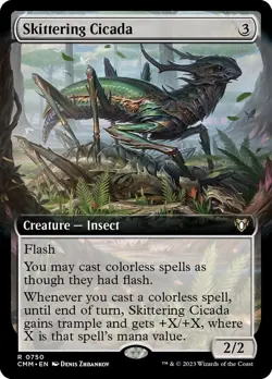 1x - Skittering Cicada - Extended Art #750 - Commander Masters - NM MTG - Image 1