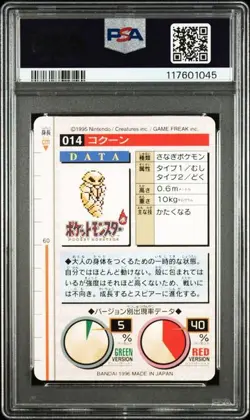 PSA 10 Kakuna Carddass 014 Bandai 1996 Pokemon Carddass Japanese - Image 2